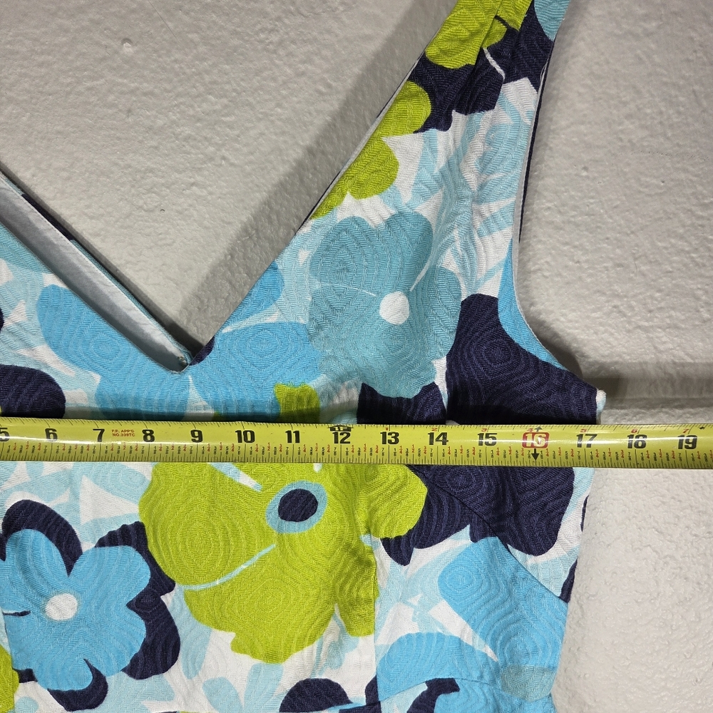 Lilly Pulitzer Kiki Shorely Shift Dress Size 12 Blue Pop Floral Jacquard V-Neck - Picture 11 of 13